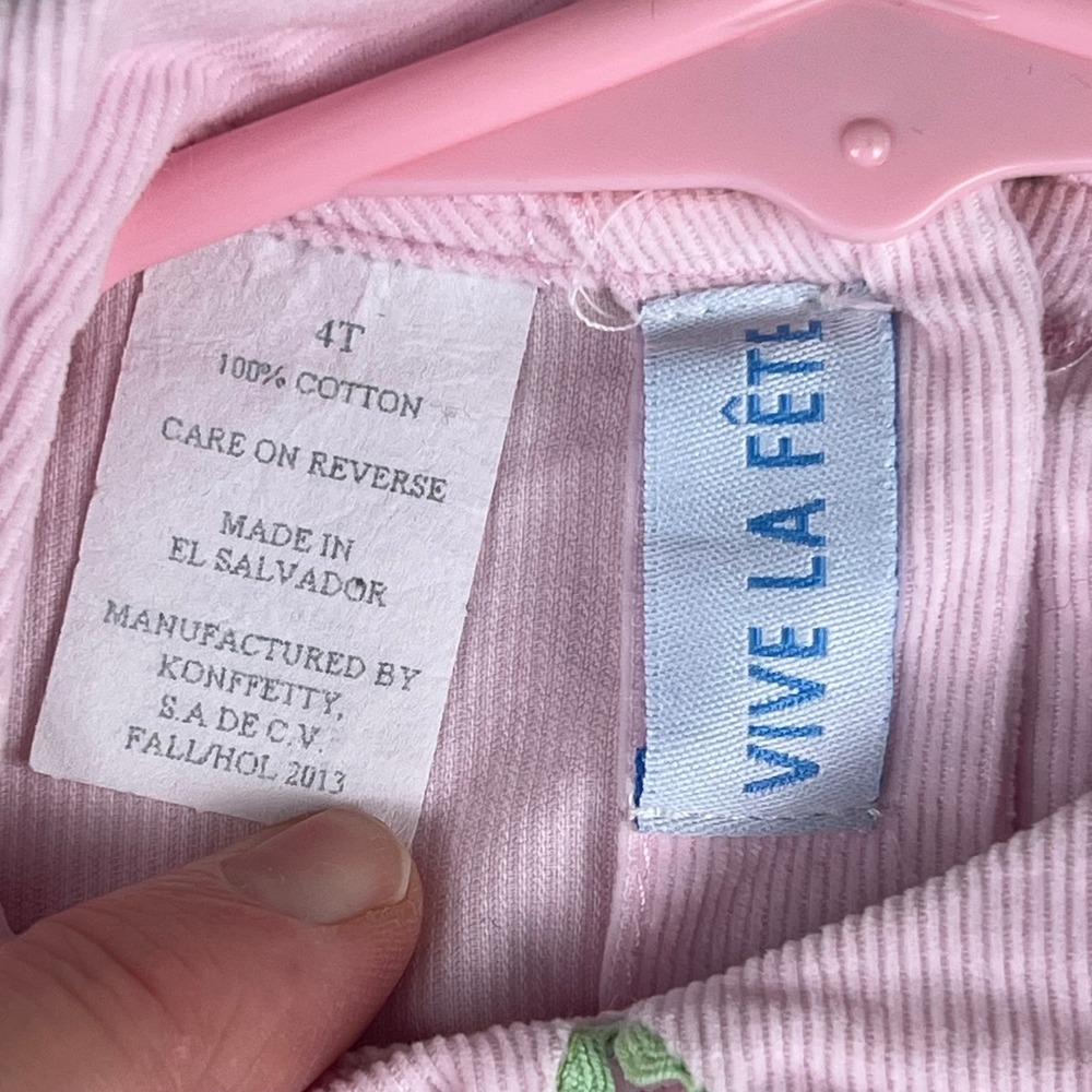 Vive La Fete Girls Pink Corduroy Smocked Dress Long Sleeve Peter Pan Collar 4T - Picture 5 of 10